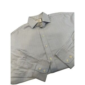 Charles Tyrwhitt Dress Shirt Mens 16.5 33 Classic Fit Button Up Window Pane Blue